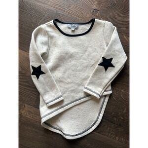 Frenchie Kids Sweatshirt 3T Cream Speckled Black Stars Long Sleeve Top